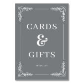 Dankbare graue elegante Karten & Geschenke Schild (Rückseite)