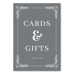 Dankbare graue elegante Karten & Geschenke Schild