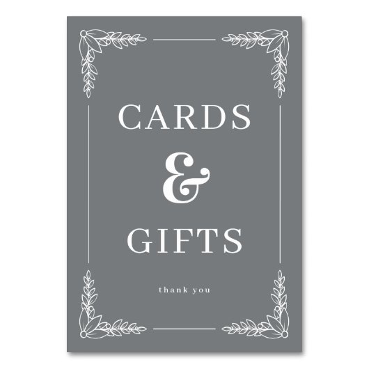 Dankbare graue elegante Karten & Geschenke Schild (Vorderseite)