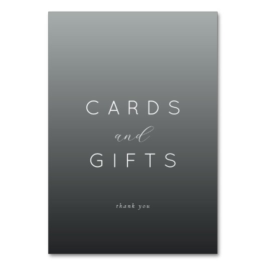 Dankbare graue minimalistische Dankeskarte Tischnummer (Vorderseite)