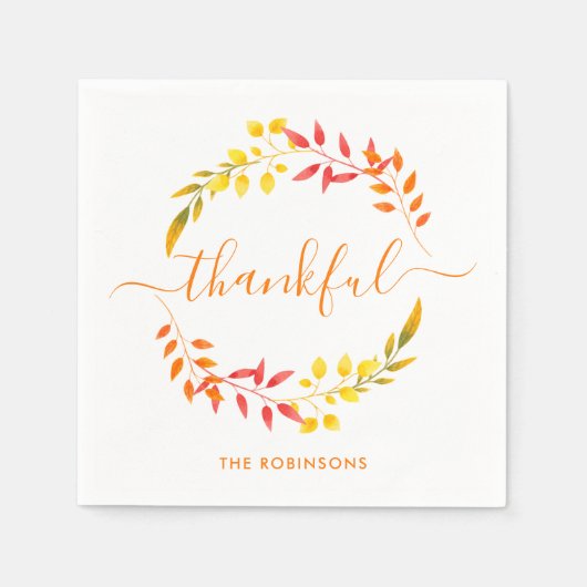 Dankbare Herbst-Herbstfarben Moderner Erntedank Serviette (Vorderseite)