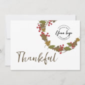 Dankbare Herbstblätter Firmenlogo Erntedank Einladung (Vorderseite)