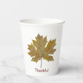 Dankbare Herbstblätter in Herbstfarben Papiertasse Pappbecher (Rückseite)