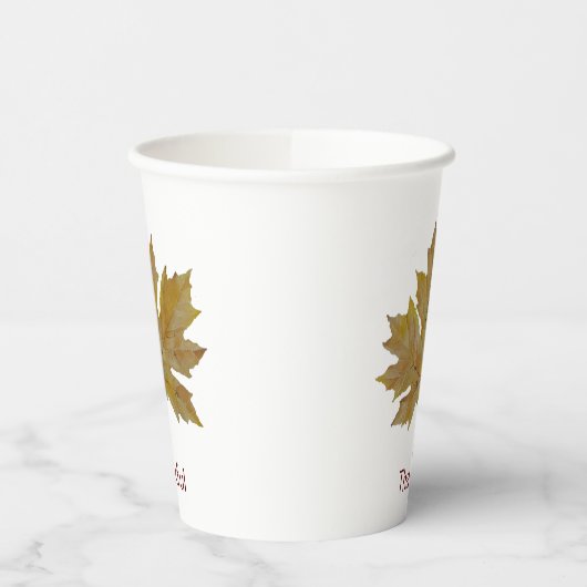 Dankbare Herbstblätter in Herbstfarben Papiertasse Pappbecher (Links)