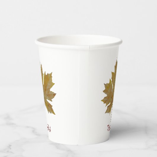 Dankbare Herbstblätter in Herbstfarben Papiertasse Pappbecher (Rechts)