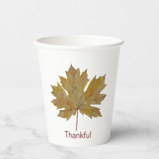 Dankbare Herbstblätter in Herbstfarben Papiertasse Pappbecher (Vorderseite)