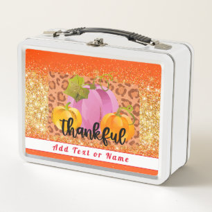 Dankbare Herbsteinstellung von Text und Farbe Metall Brotdose