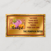 Dankbare Herbsteinstellung von Text und Farbe Visitenkarte (Vorderseite)