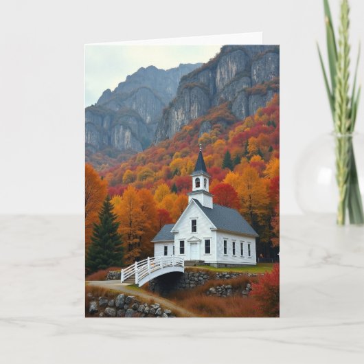 Dankbare Herbstkirchenkarte Karte (Vorderseite)