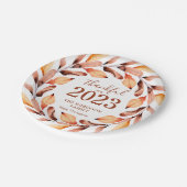 Dankbare Herbstlaub Personalisierter Erntedank Pappteller (Schrägansicht)