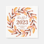 Dankbare Herbstlaub Personalisierter Erntedank Serviette (Vorderseite)