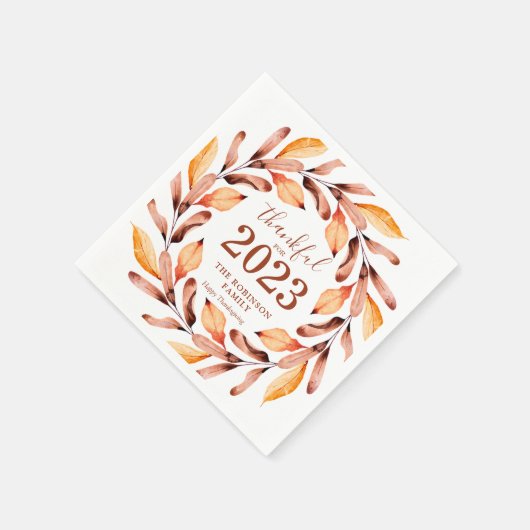 Dankbare Herbstlaub Personalisierter Erntedank Serviette (Ecke)