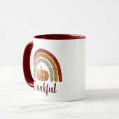 Dankbare Herbstregenbogen-Erntedank-Tasse Tasse (Vorderseite Links)