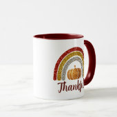Dankbare Herbstregenbogen-Erntedank-Tasse Tasse (VorderseiteRechts)