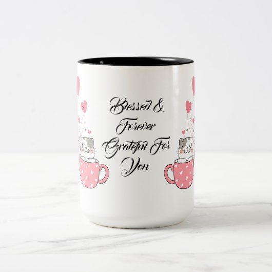 Dankbare Herz-Tasse perfekt Geschenk für Hubby, Eh Zweifarbige Tasse (Mittel)