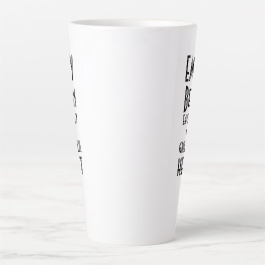Dankbare Herz-Zitat Monogramm Name Tall Latte Tass Milchtasse (Vorderseite)