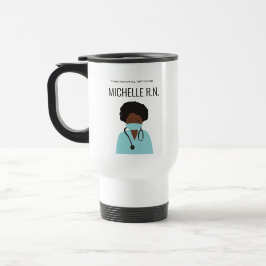 Dankbare Herzen: Custom Nurse Illustration Travel Reisebecher (Links)