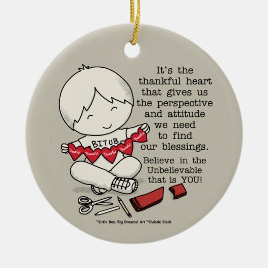 Dankbare Herzen Keramik Ornament (Vorne)