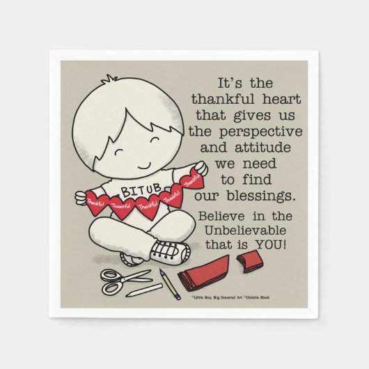 Dankbare Herzen Serviette (Vorderseite)