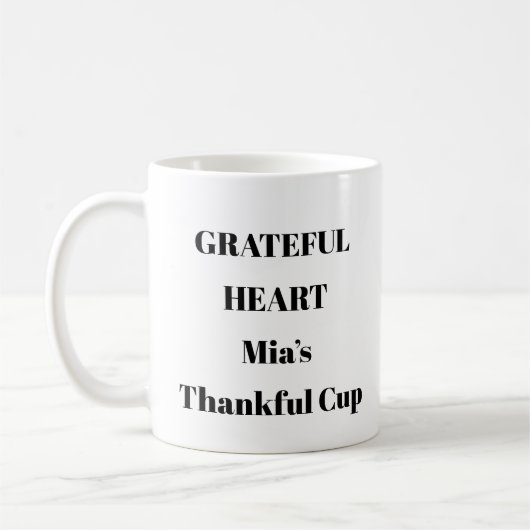Dankbare herzliche tägliche Affirmation Tasse (Links)