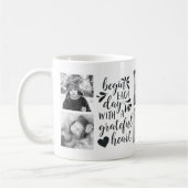 Dankbare Herzschwarz-Weiß-Foto-Tasse Kaffeetasse (Links)