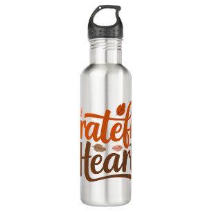Dankbare Herztypografie Edelstahlflasche