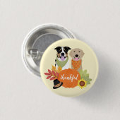Dankbare Hunde Erntedank Harvest Pumpkins Button (Vorne & Hinten)