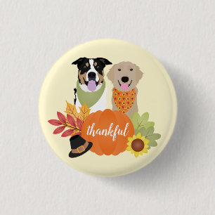 Dankbare Hunde Erntedank Harvest Pumpkins Button