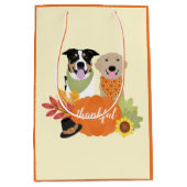 Dankbare Hunde Erntedank Harvest Pumpkins Mittlere Geschenktüte (Vorderseite)