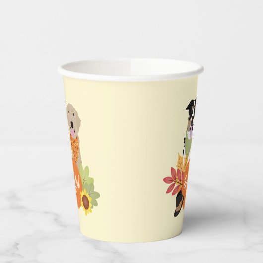 Dankbare Hunde Erntedank Harvest Pumpkins Pappbecher (Links)