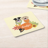 Dankbare Hunde Erntedank Harvest Pumpkins Rechteckiger Pappuntersetzer (angewinkelt)