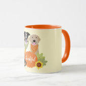 Dankbare Hunde Erntedank Harvest Pumpkins Tasse (VorderseiteRechts)