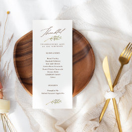 Dankbare Kalligraphie & Blätter Erntedank Menükarte