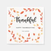 Dankbare Kalligraphie-Herbstlaub Foliage Elegant Serviette (Vorderseite)