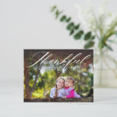 Dankbare Kalligraphie | Vollständiger Foto Ernteda Feiertagspostkarte (Stehend Vorderseite)