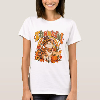 Dankbare Katze Thanksgiving T-Shirt | Retro Vintag