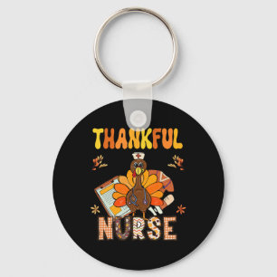 Dankbare Krankenschwester Groovy Thanksgiving Kran Schlüsselanhänger