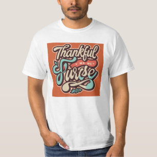 Dankbare Krankenschwester Retro Groovy Erntedank T-Shirt