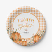 Dankbare Kürbisse Gingham Thanksgiving Pappteller (Vorderseite)