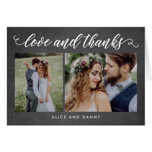 Dankbare Liebe Hochzeit Dankeschön Card Chalk (Vorderseite (Horizontal))