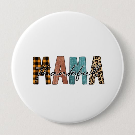 Dankbare Mama Fall Typografie Button (Vorderseite)