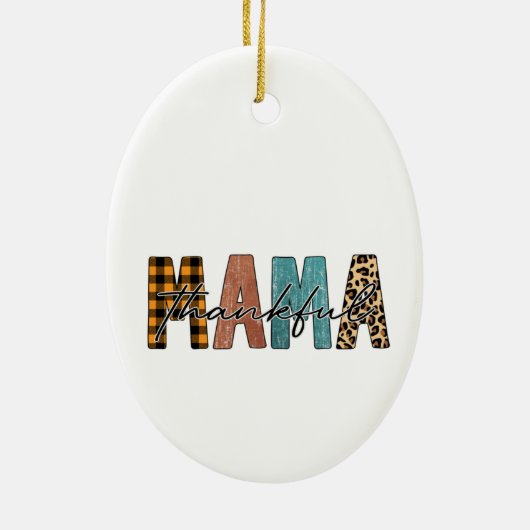 Dankbare Mama Fall Typografie Keramik Ornament (Hinten)