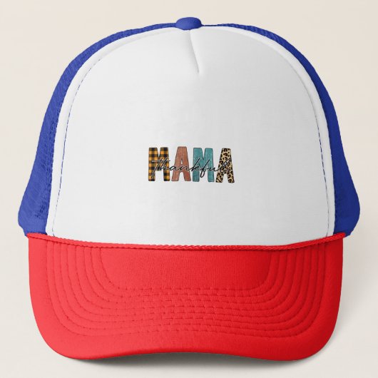 Dankbare Mama Fall Typografie Truckerkappe (Vorderseite)