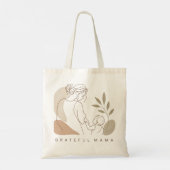 Dankbare Mama Minimalist Boho Mutter und Baby Lini Tragetasche (Rückseite)