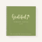 Dankbare Moss Green Cream Script Sermon Anmerkunge Notizblock (Vorderseite)