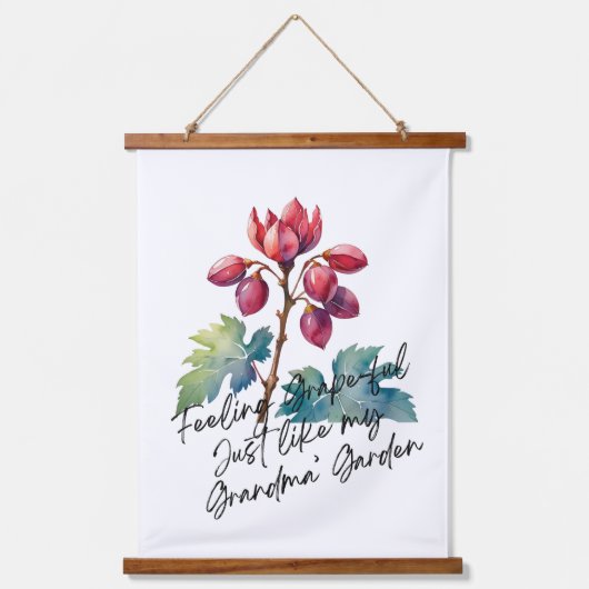Dankbare Oma-Garten-Blumen-Kunstprint Wandteppich Mit Holzrahmen (Vorderseite)