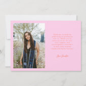 Dankbare Orange-Pink-Multi-Foto-Abschlussfeier Ankündigung (Rückseite)