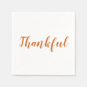 Dankbare Orangenwürfelschrift niedlicher Erntedank Serviette (Vorderseite)