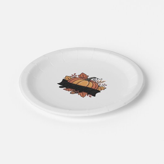 Dankbare Pumpkin Autumn lässt Design Classic T-SH Pappteller (Schrägansicht)