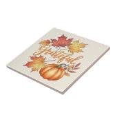 Dankbare Pumpkin & Autumn Leaves Fliese (Seite)